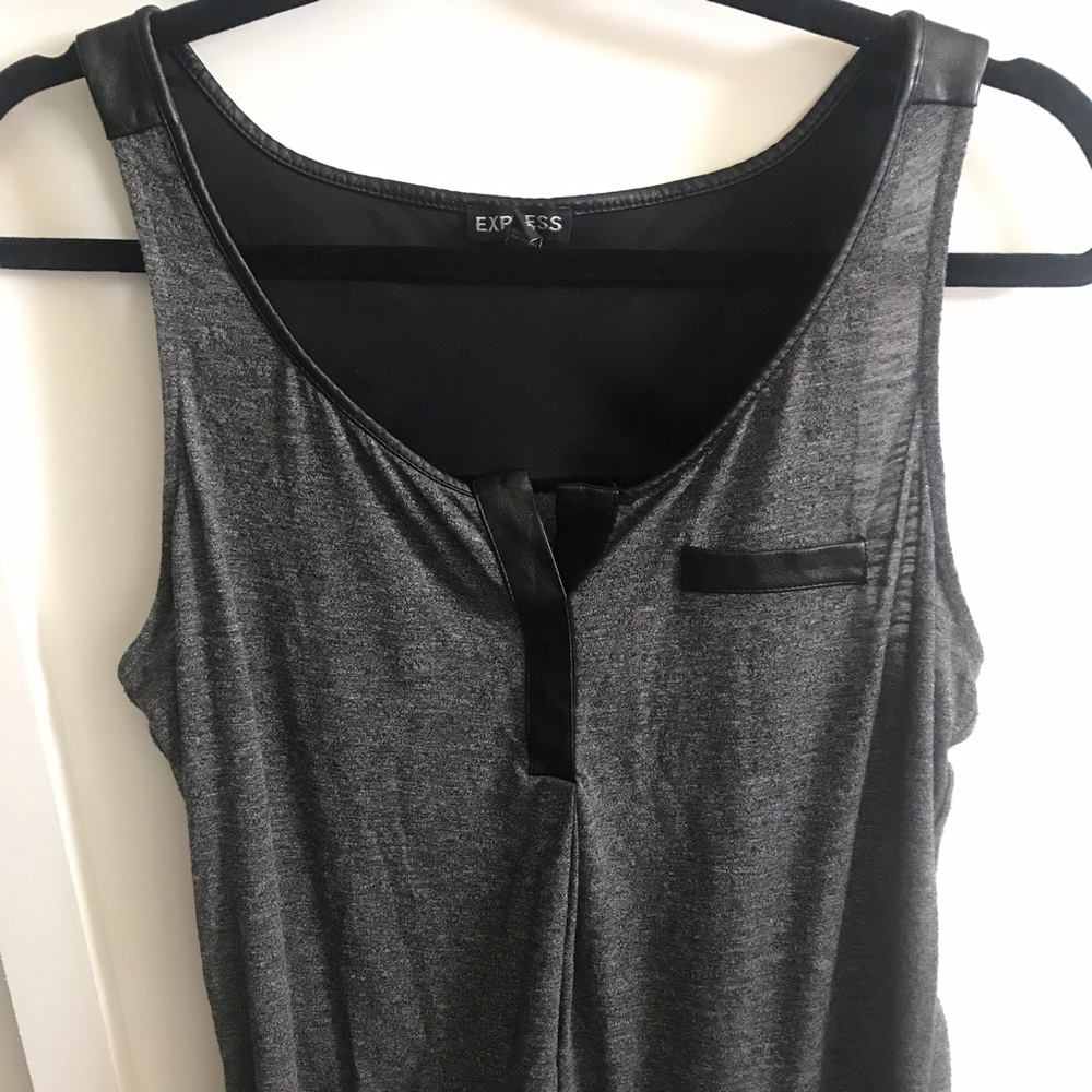 Faux leather trim tank top